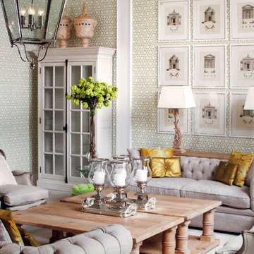 Luxurious cream living room with accents of lemon & lime