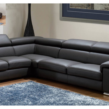Made in Italy Darck Gray Leather Sectional Sofa