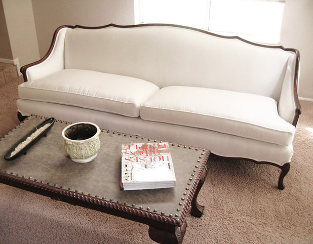 Contemporary Living Room madebygirl- french provincial sofa re-upholstered