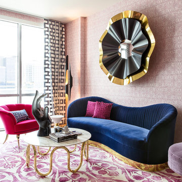 Magenta and Navy Pad Living Room