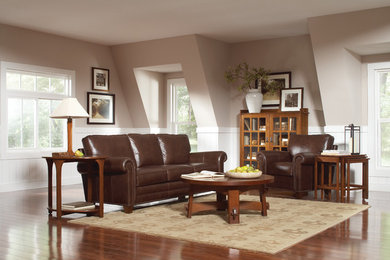 Example of an arts and crafts living room design in Other