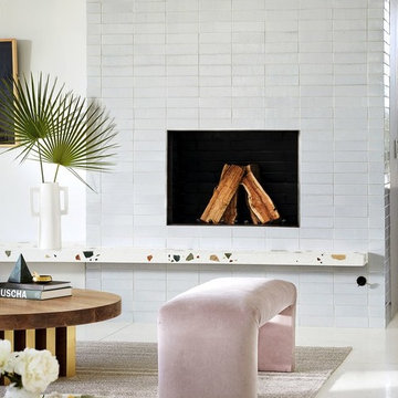 Mandy Moore's White Brick Fireplace
