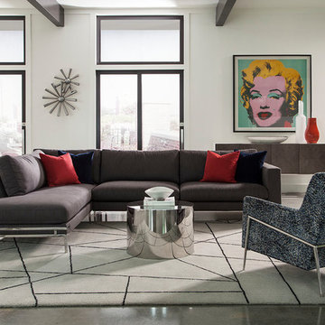 Manolo Sectional with Twiggy Lounge Chair and Milo Baughman Drum Table from Thay