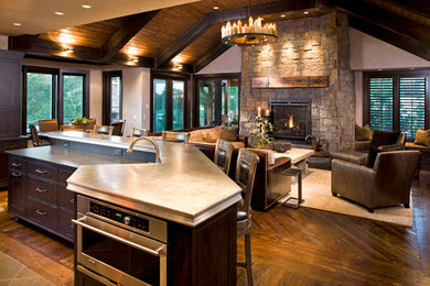 Example of a mountain style living room design in Minneapolis