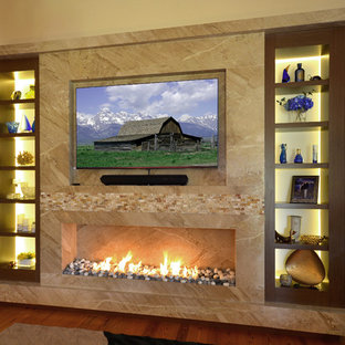 Fireplace Tv Wall Houzz - Fireplace Wall Ideas With Tv