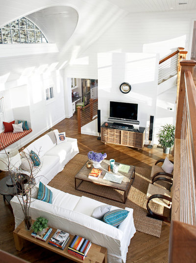 Beach Style Living Room by Elms Interior Design