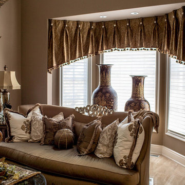 Marge Carson Living Room with Custom Window Treatments
