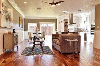 Living room - large contemporary formal and enclosed light wood floor living room idea in Houston