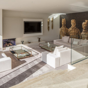 Lounge space with tibetan feature wall