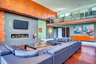 Trendy living room photo in Orange County