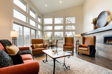 Example of a transitional living room design in Salt Lake City