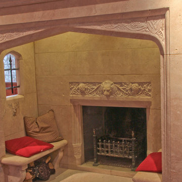 Medieval Stone Walk In Fireplace