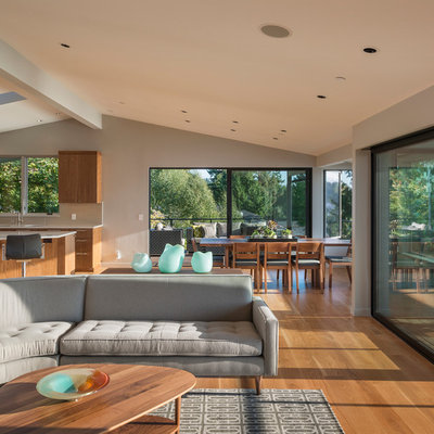 Inspiration for a contemporary open concept living room remodel in Seattle