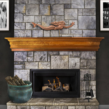 Mermaid with Starfish Pure Copper Weathervane Sculpture on Mantel Stand: Nautica