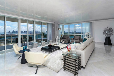 Large trendy living room photo in Miami
