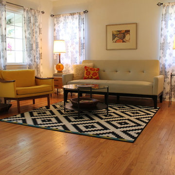 Mid Century Modern Living Room with B&W Rug