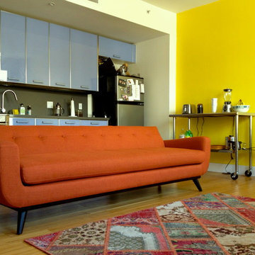 Mid-Century Modern Orange Chenille Sofa - The Sofa Company