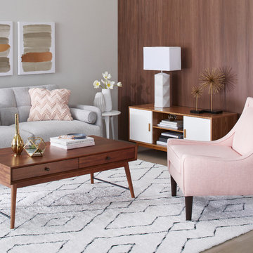 Mid-Century Modern with Blush Accents Living Room Collection