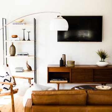 Midcentury Living Room with Flos Arco Floor Lamp