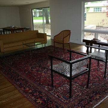 Midcentury Modern using Antique tribal and village carpets