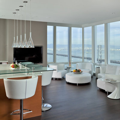 Inspiration for a contemporary living room remodel in San Francisco with gray walls