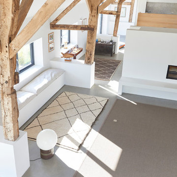 Minimalist reception area - Contemporary Barn Conversion in Wiltshire