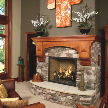 Mission-style Birch Fireplace Mantel