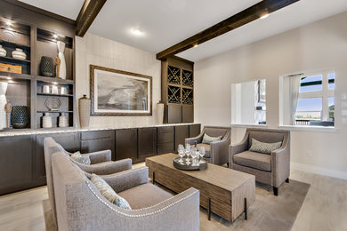 Inspiration for a transitional light wood floor living room remodel in Austin with beige walls, no fireplace and no tv