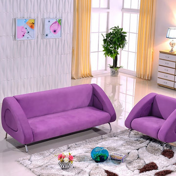 Modern 74.8" Upholstered Velvet Sofa 3-Seater Couch in Purple