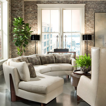 Modern Apartment Living Room with Clip Curved Sectional from Thayer Coggin