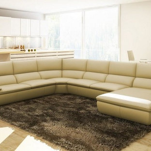 Beige Leather Sectional | Houzz