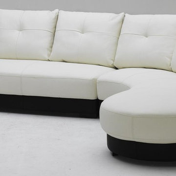 Modern Black and white Sectional Sofa in Top Grain Leather