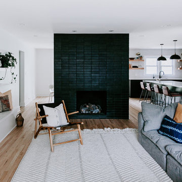 Modern Black Brick Fireplace Surround
