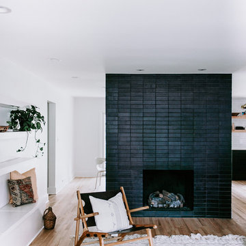 Modern Black Brick Fireplace Surround