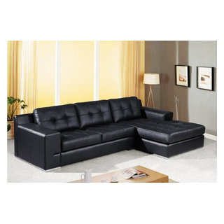 black leather chaise sofa