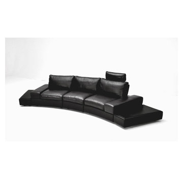 Modern Black Sectional Sofa in Top Grain Italian Leather