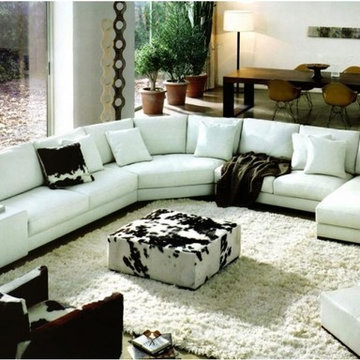 Modern Bonded Leather Sectional Sofa with Chaise