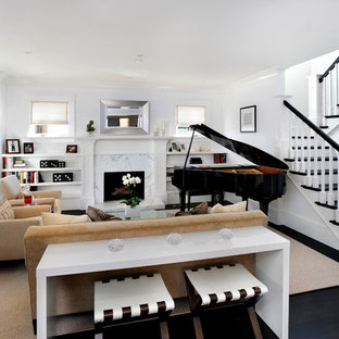 Inspiration for a contemporary living room remodel in San Francisco with a music area and white walls