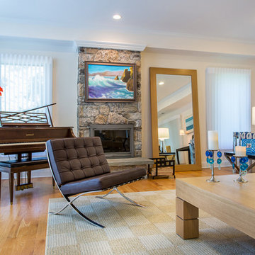 Modern Coastal Family Room in Westport, CT