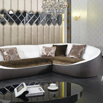 Modern Eco Leather and Fabric Sectional Sofa