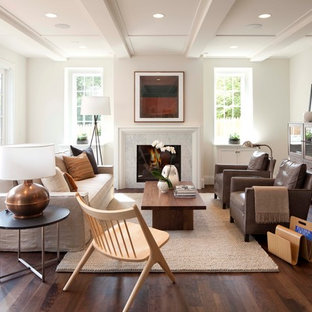 Inspiration for a modern living room remodel in Minneapolis with a standard fireplace and no tv
