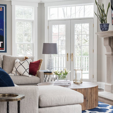 Modern family Room with a splash of color