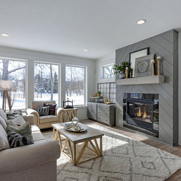 Modern Farmhouse Living Room with Shiplap Fireplace