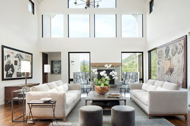Photo of a large contemporary mezzanine living room in Denver.