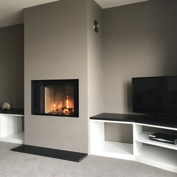 Modern fireplace and feature wall
