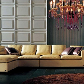 Modern Golden Leather Sectional Sofas