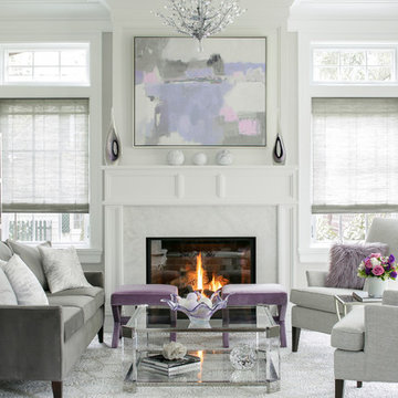 Modern Lilac and Gray Living Room