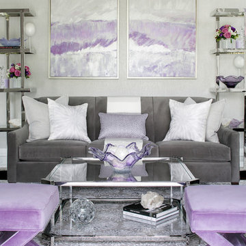 Modern Lilac and Gray Living Room
