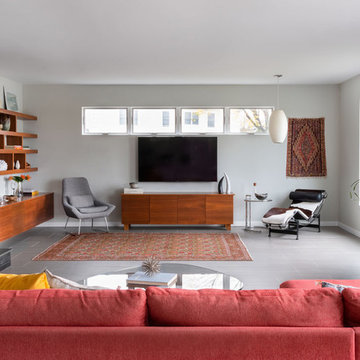 Modern Living Area with Global & Mid-Century Style - Long Island, NY