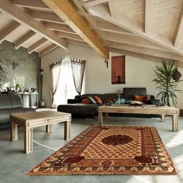 Modern Living Room: Afghan Rug